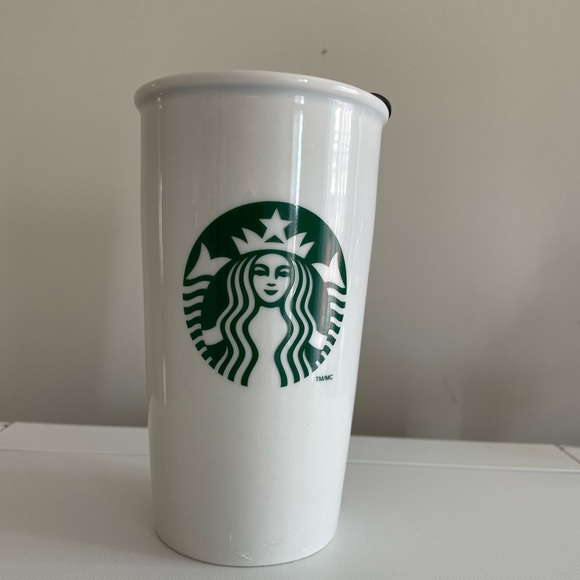 Ceramic Starbucks coffee cup mug with lid - Picture 1 of 3